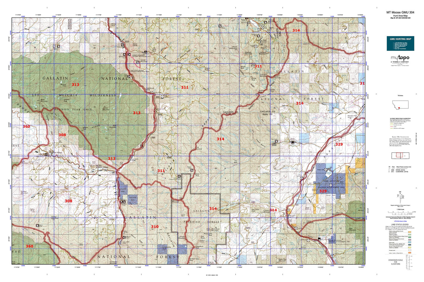 Montana Moose GMU 304 Map Image