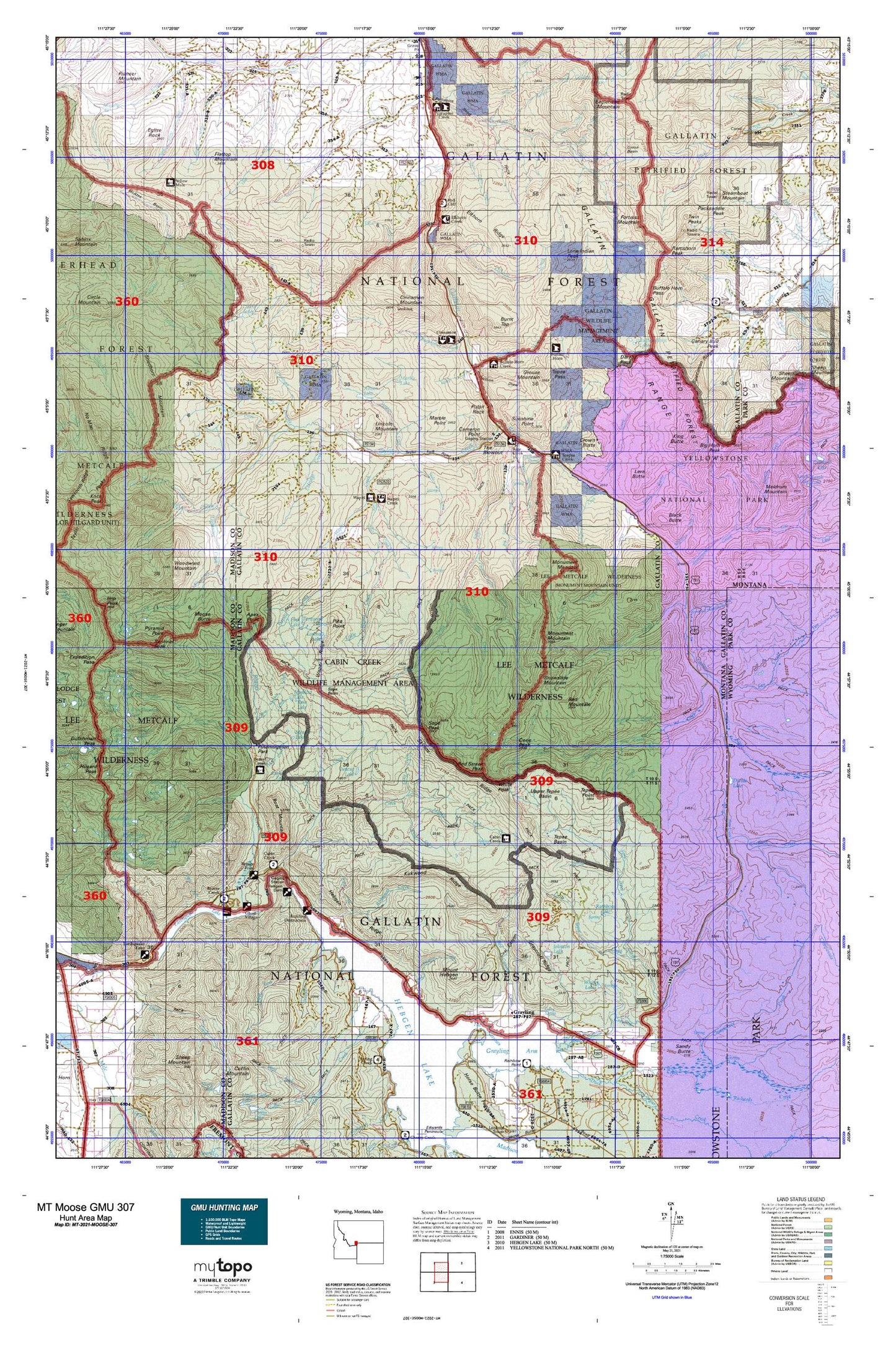 Montana Moose GMU 307 Map Image