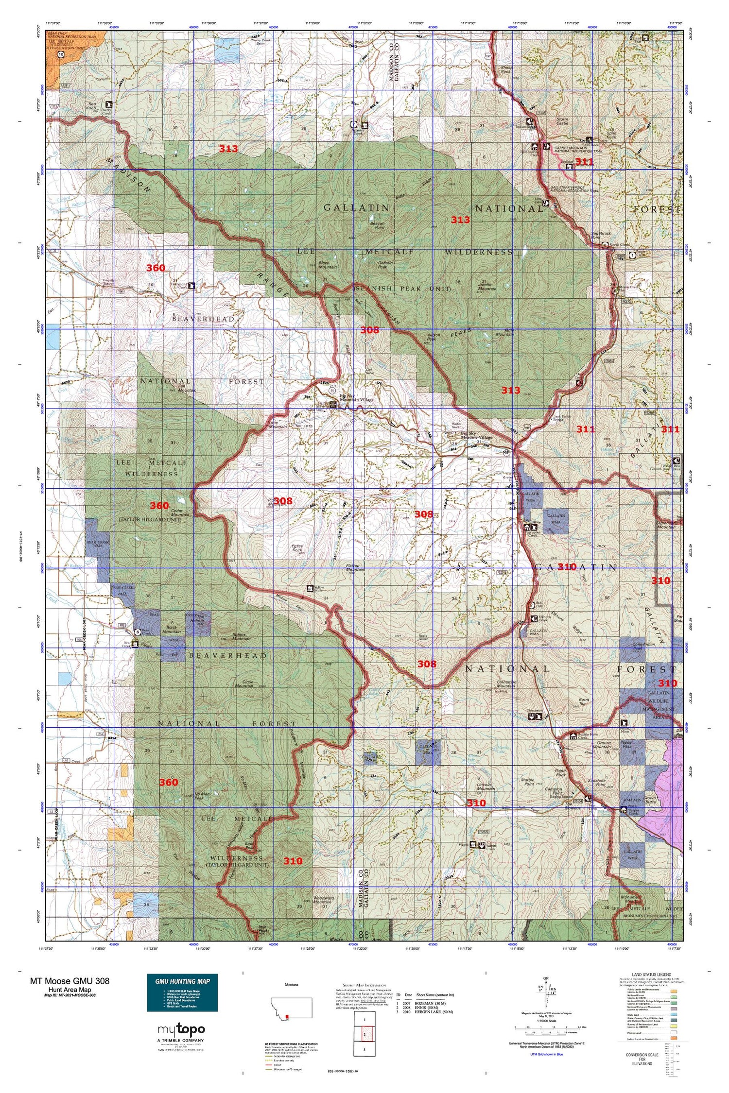 Montana Moose GMU 308 Map Image