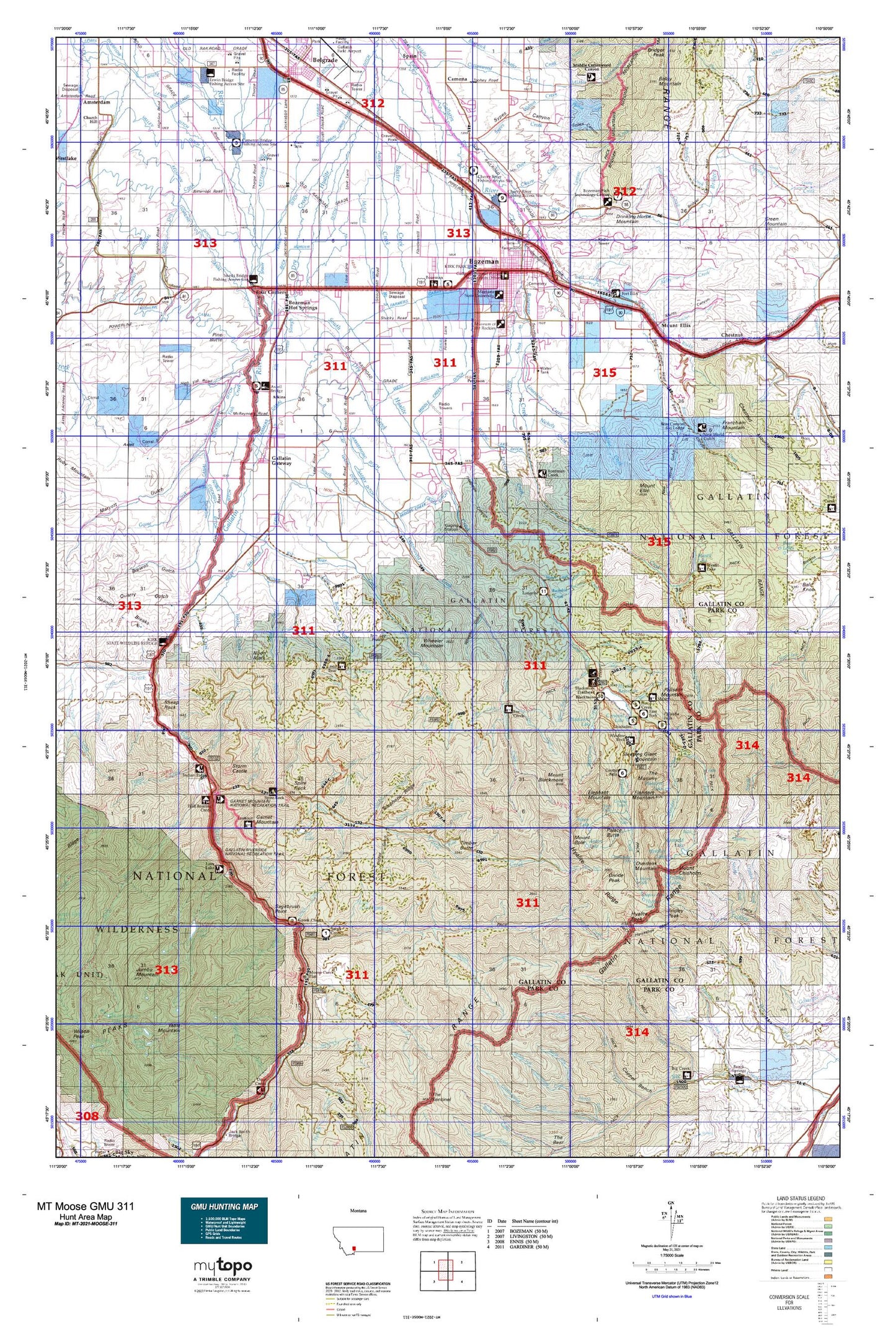 Montana Moose GMU 311 Map Image