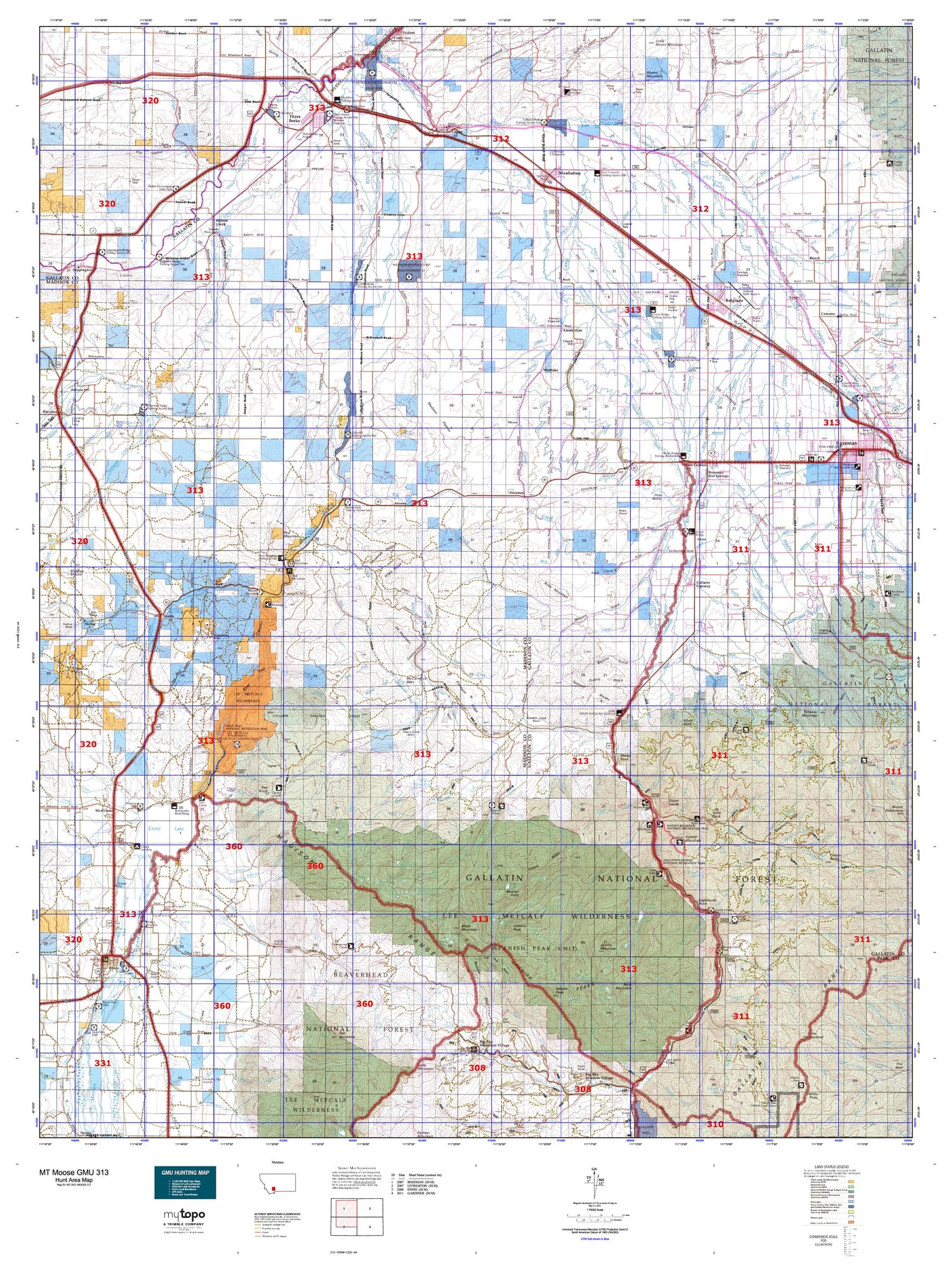 Montana Moose GMU 313 Map Image