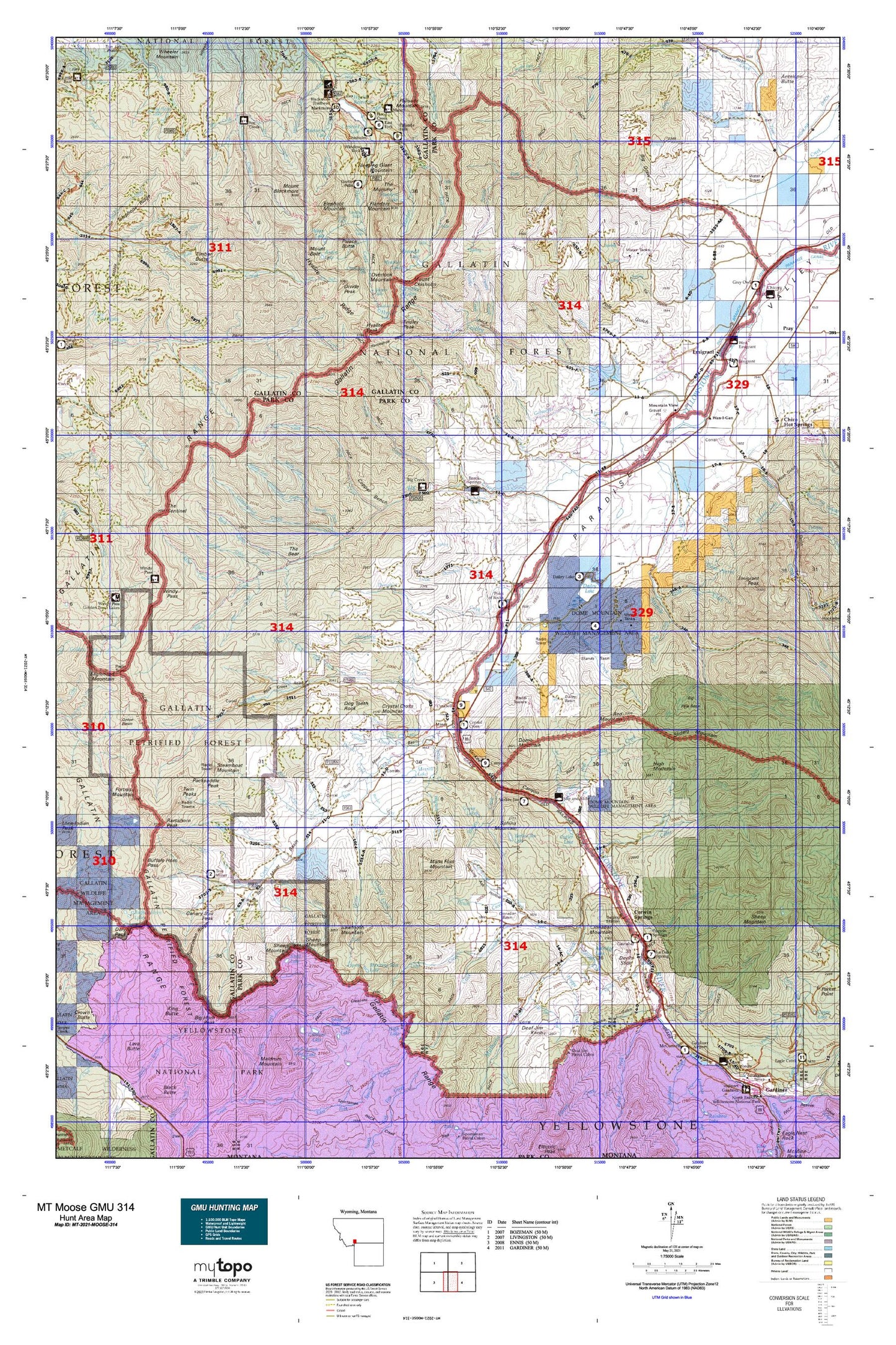 Montana Moose GMU 314 Map Image