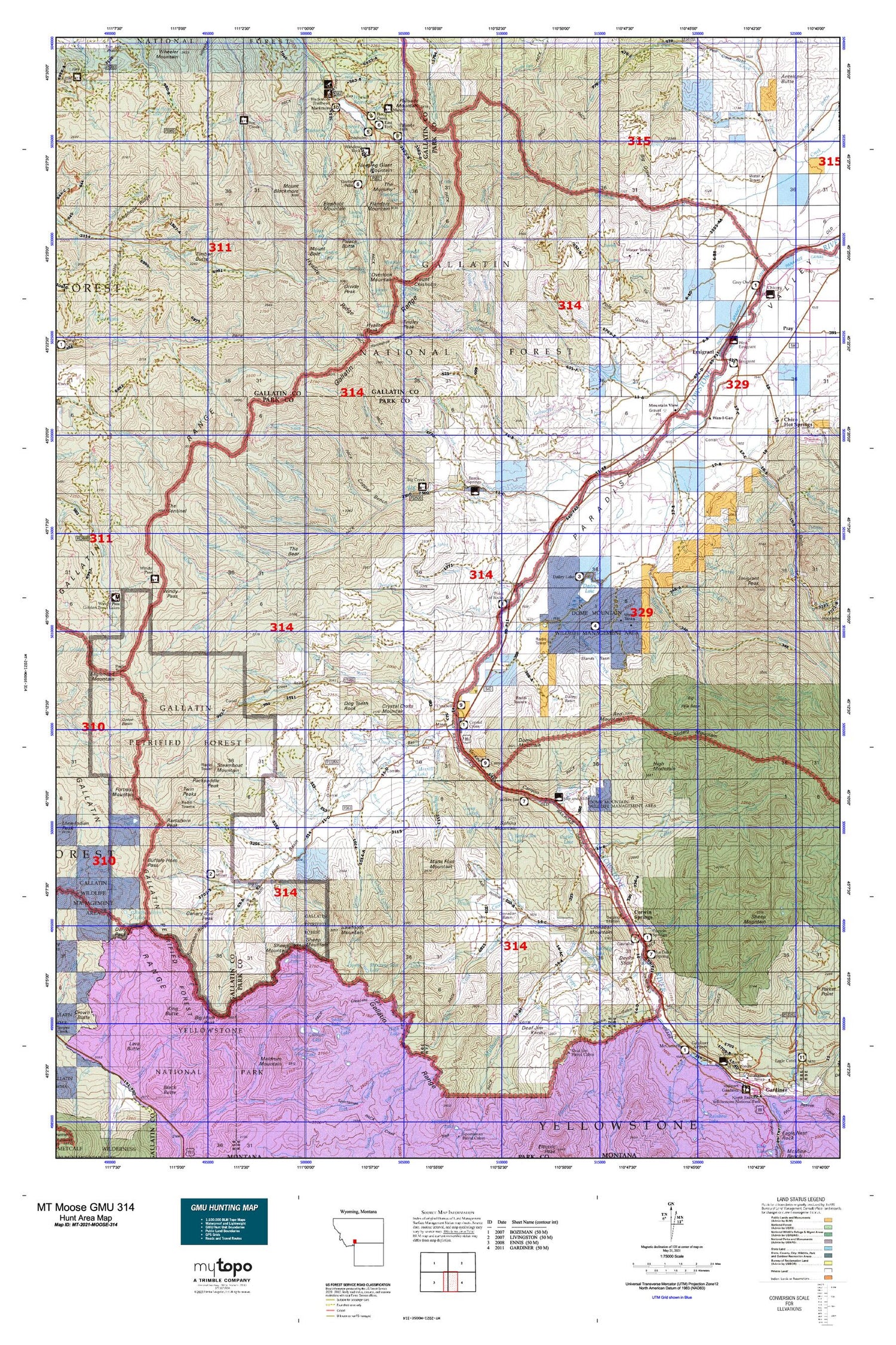 Montana Moose GMU 314 Map Image