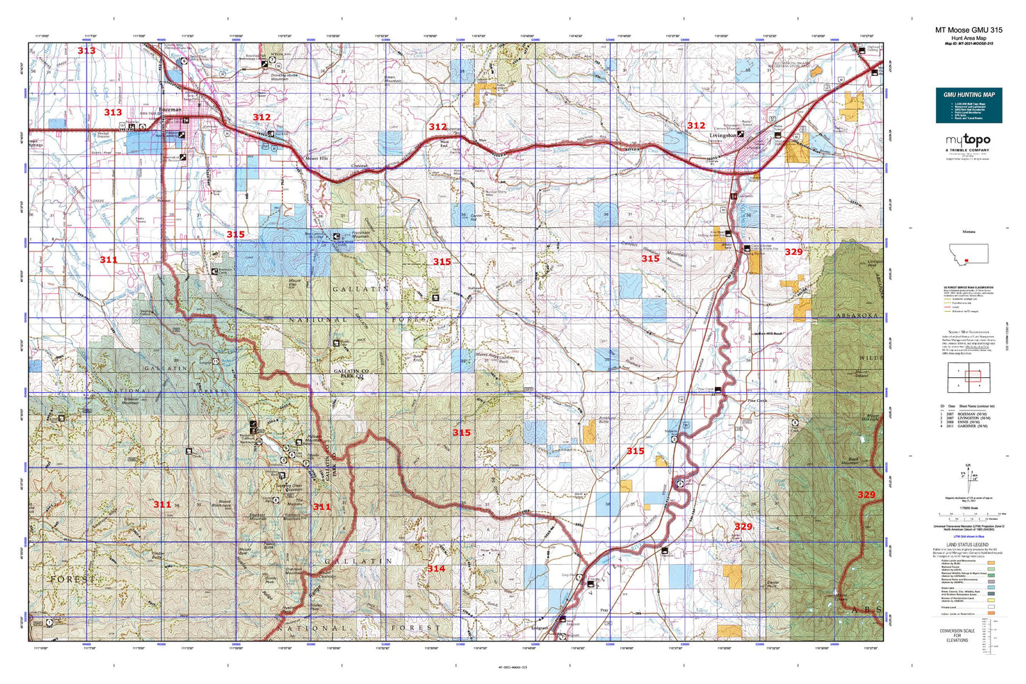 Montana Moose GMU 315 Map Image