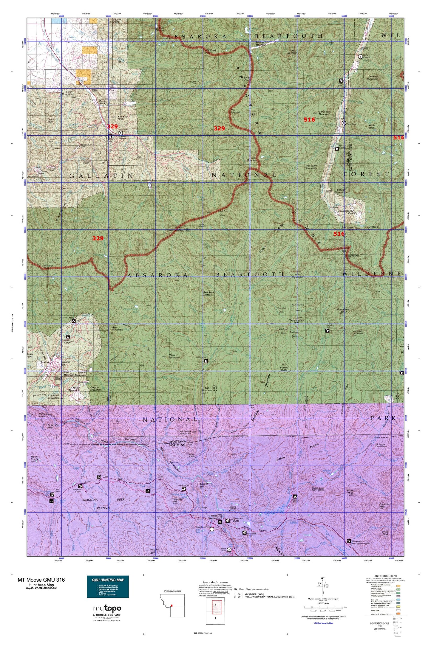 Montana Moose GMU 316 Map Image