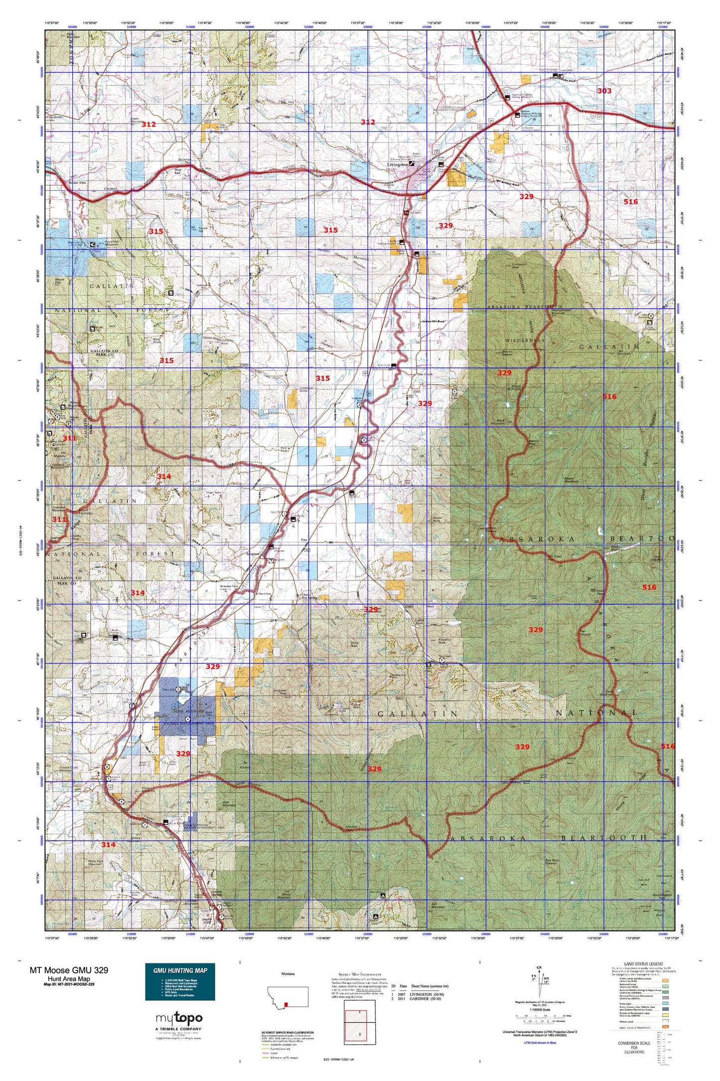 Montana Moose GMU 329 Map Image