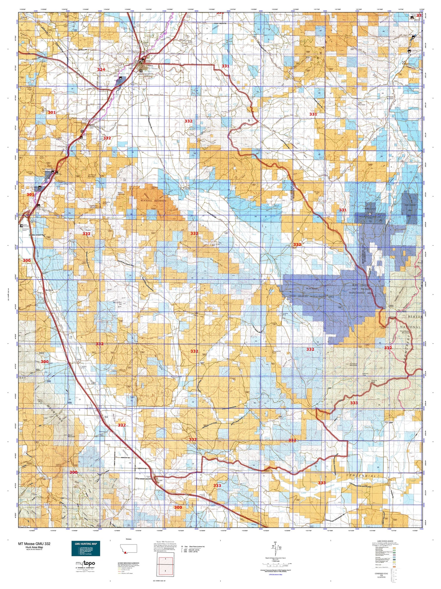 Montana Moose GMU 332 Map Image