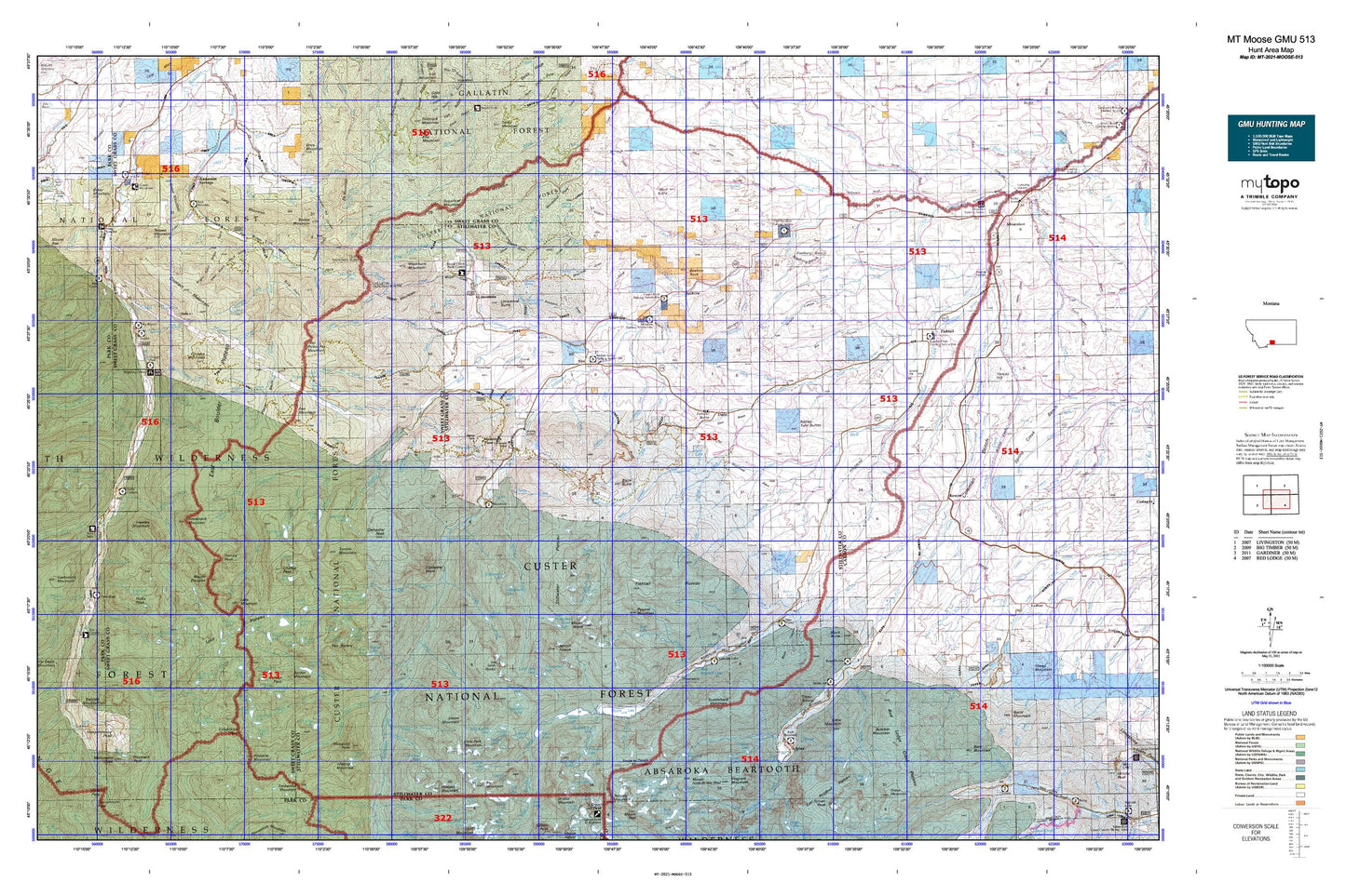 Montana Moose GMU 513 Map Image