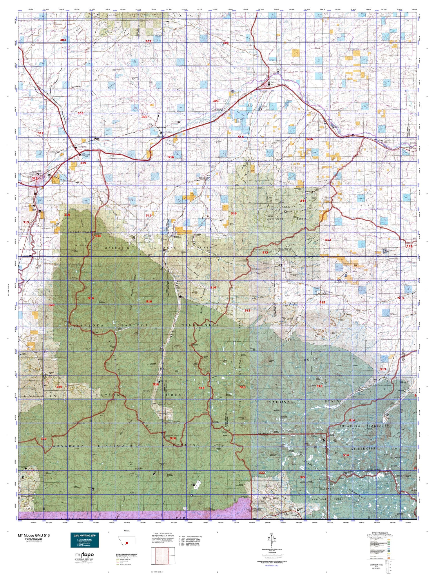 Montana Moose GMU 516 Map Image