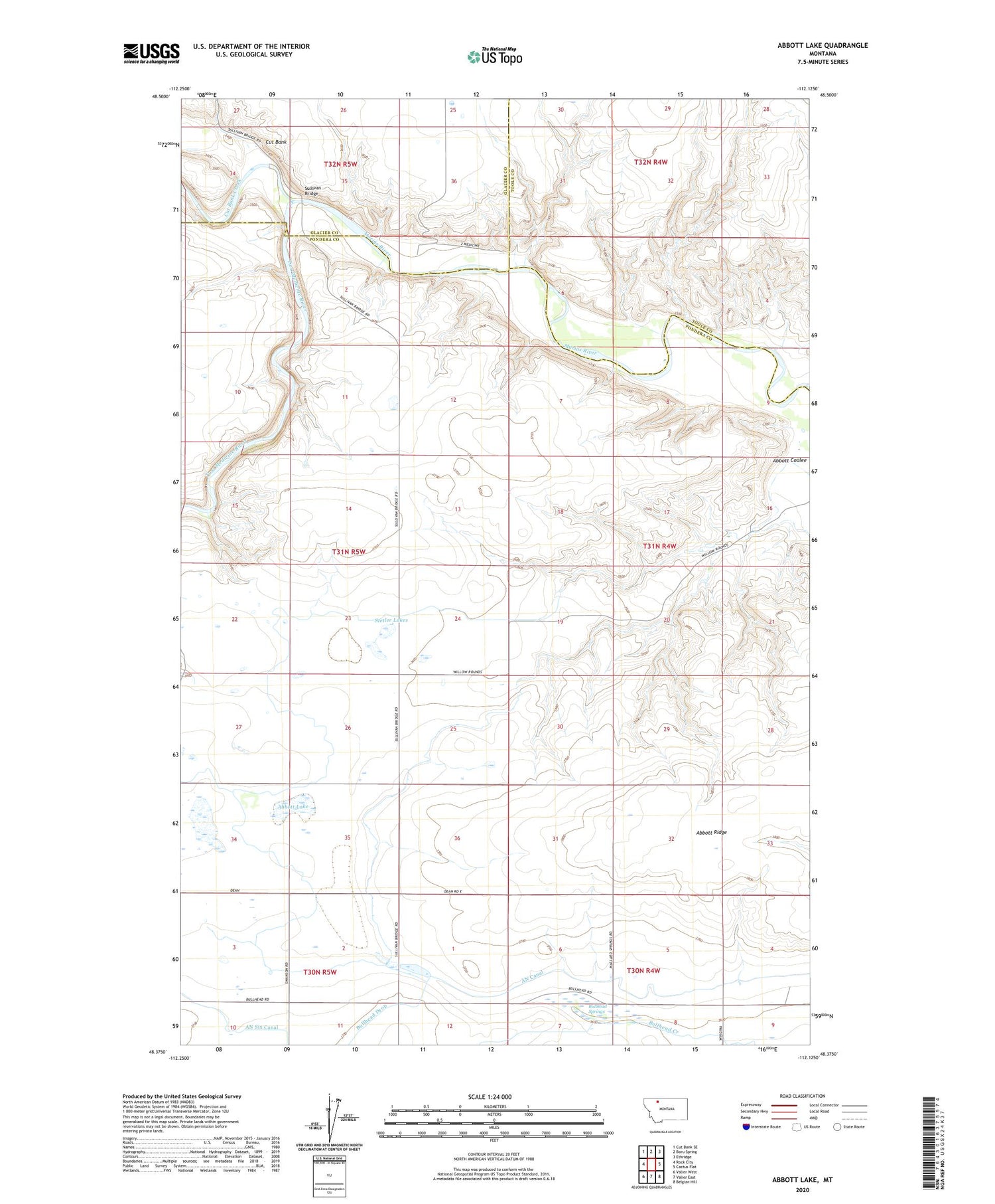 Abbott Lake Montana US Topo Map Image