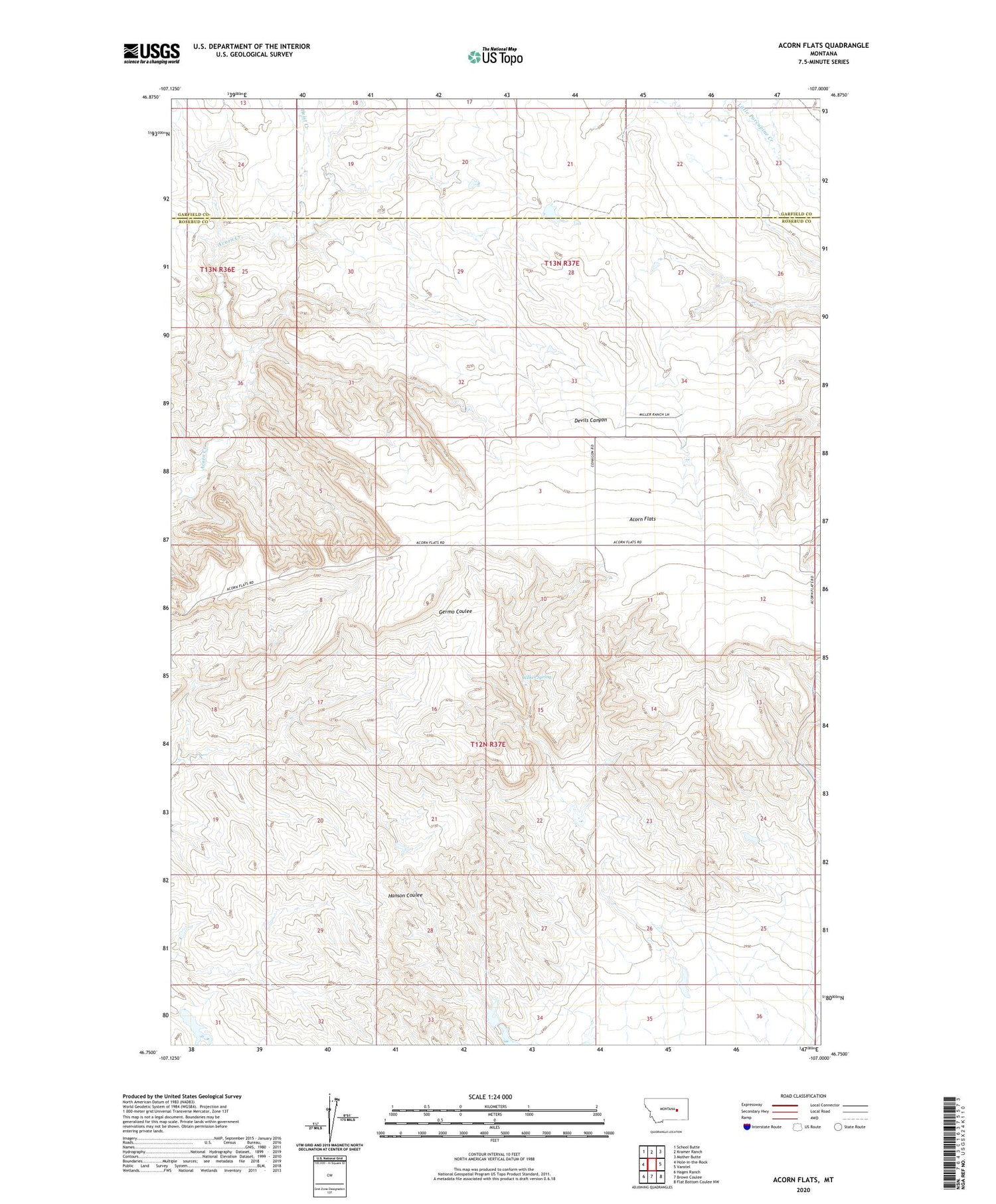 Acorn Flats Montana US Topo Map Image