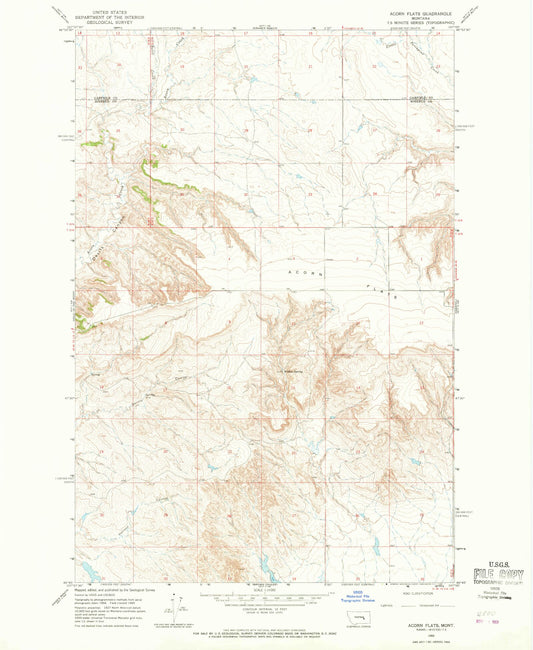 Classic USGS Acorn Flats Montana 7.5'x7.5' Topo Map Image