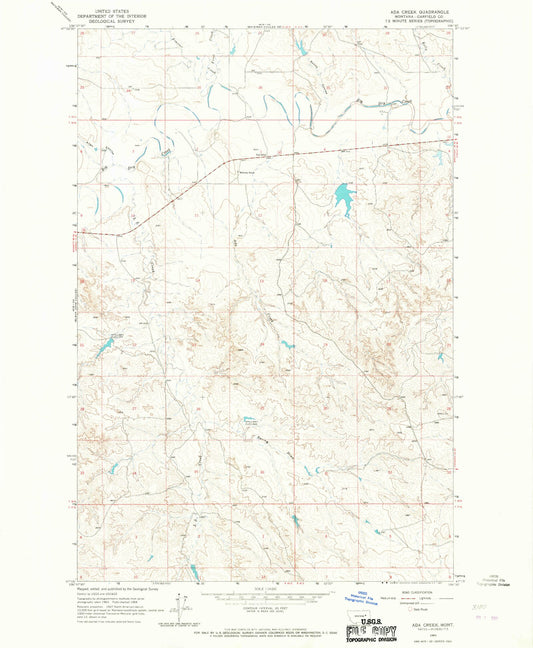 Classic USGS Ada Creek Montana 7.5'x7.5' Topo Map Image