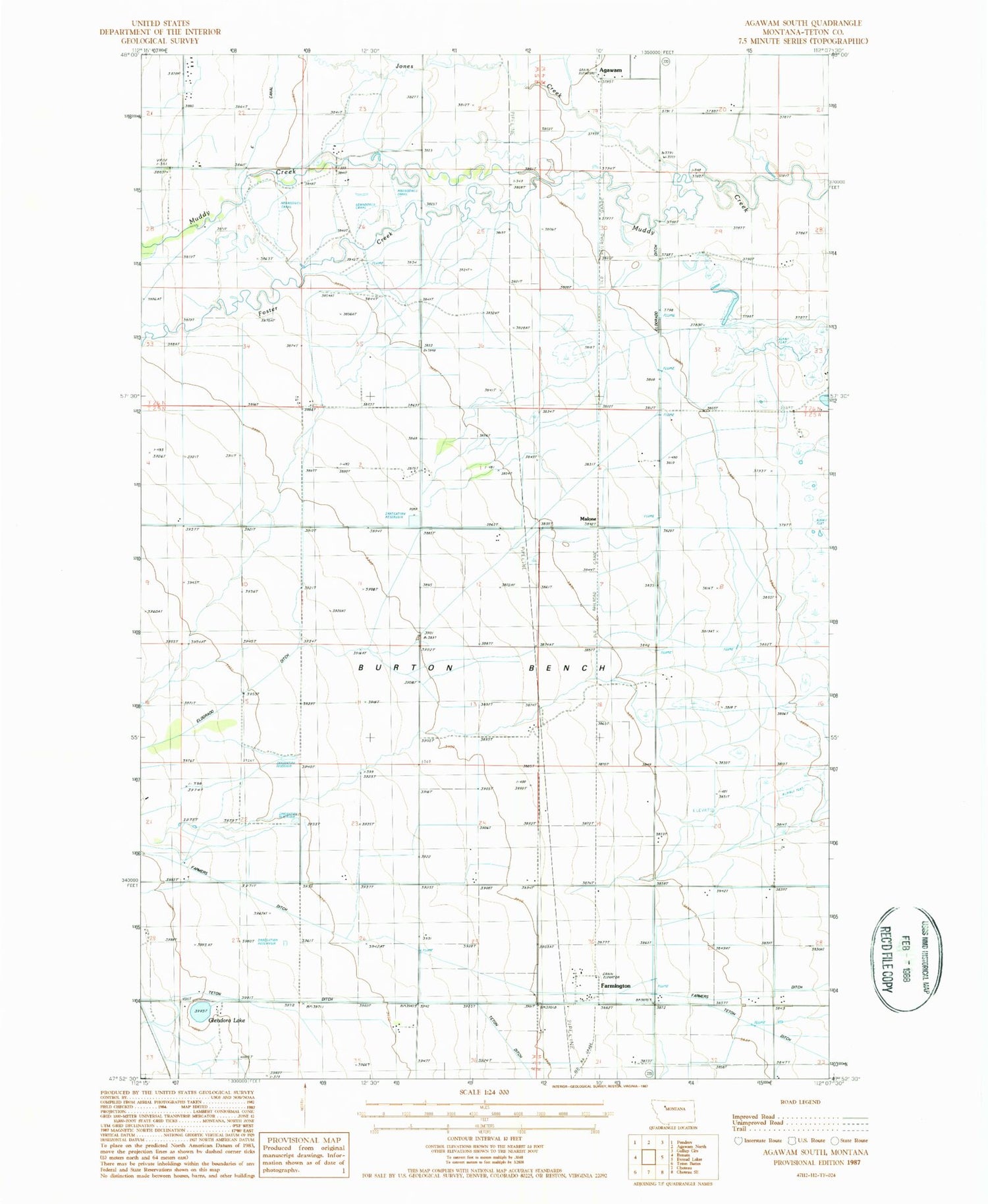 Classic USGS Agawam South Montana 7.5'x7.5' Topo Map Image