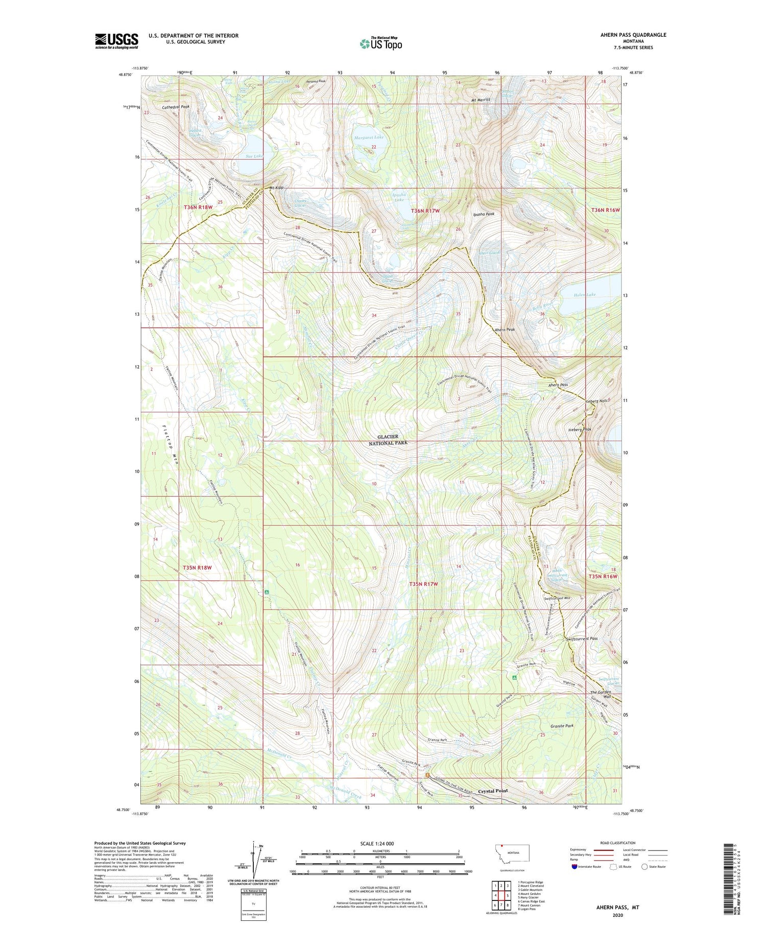 Ahern Pass Montana US Topo Map Image