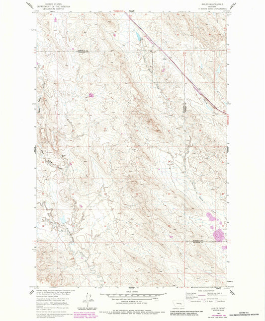 Classic USGS Ahles Montana 7.5'x7.5' Topo Map Image