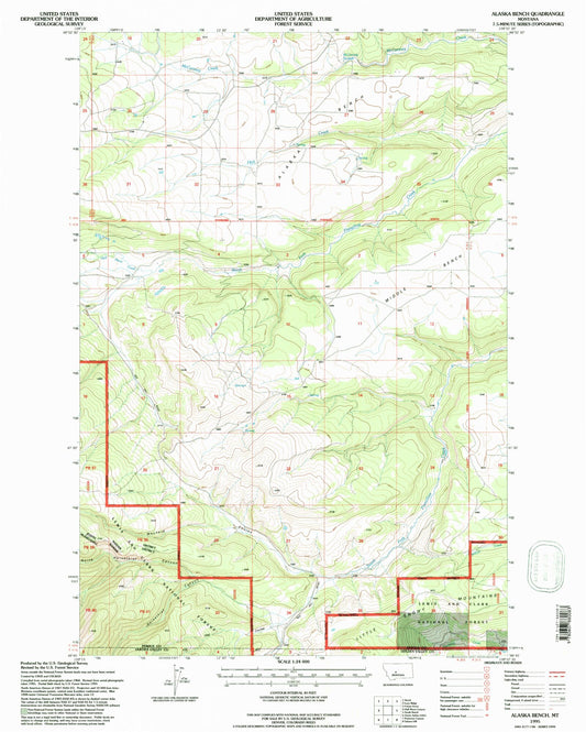 Classic USGS Alaska Bench Montana 7.5'x7.5' Topo Map Image