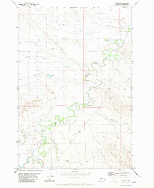 Classic USGS Albion Montana 7.5'x7.5' Topo Map Image