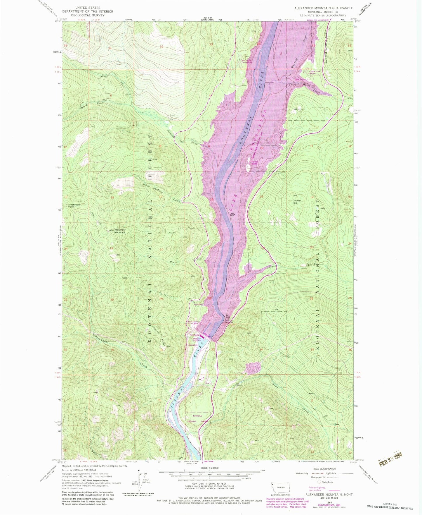 Classic USGS Alexander Mountain Montana 7.5'x7.5' Topo Map Image