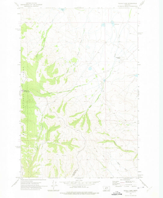 Classic USGS Alkali Lake Montana 7.5'x7.5' Topo Map Image