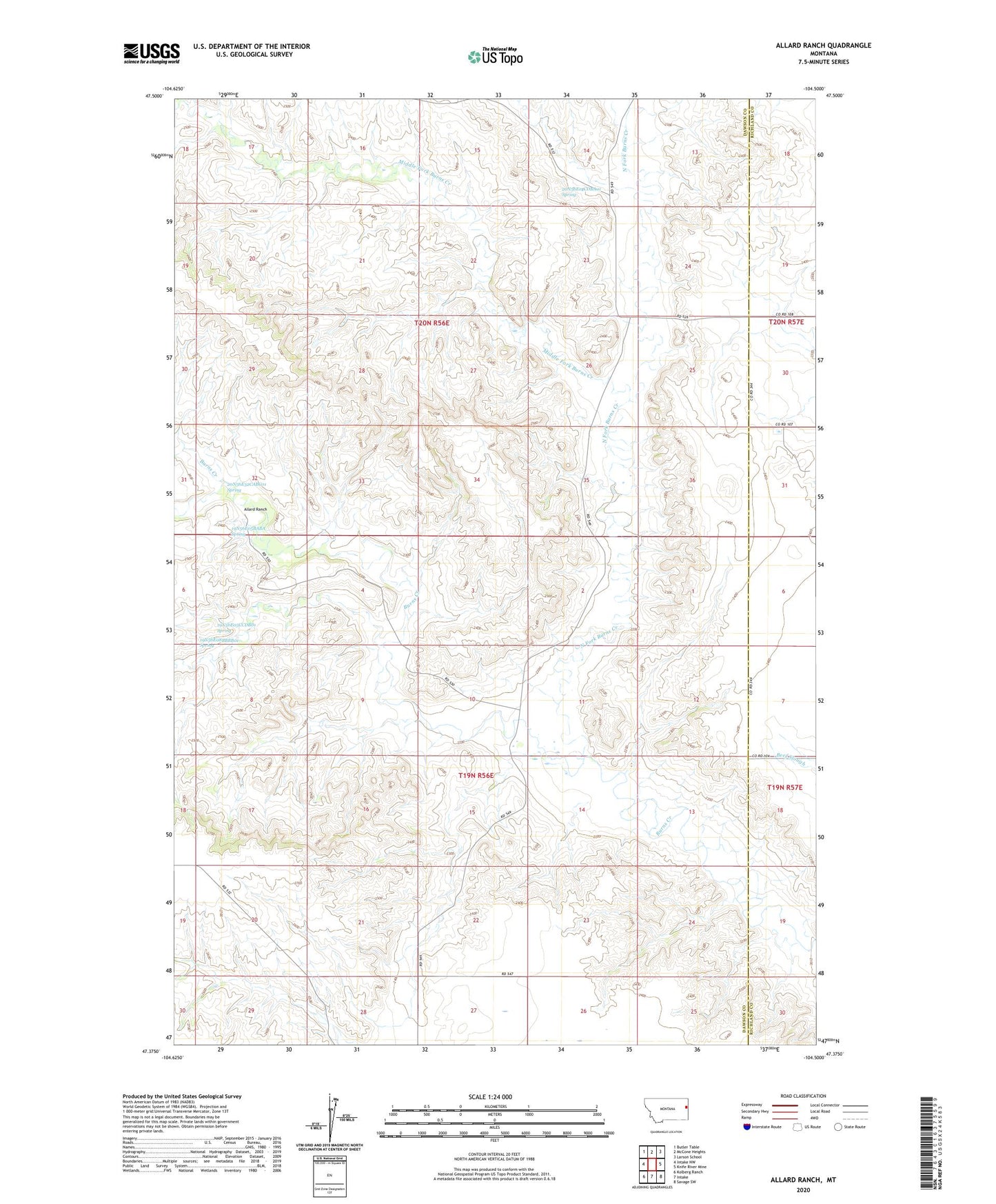 Allard Ranch Montana US Topo Map Image