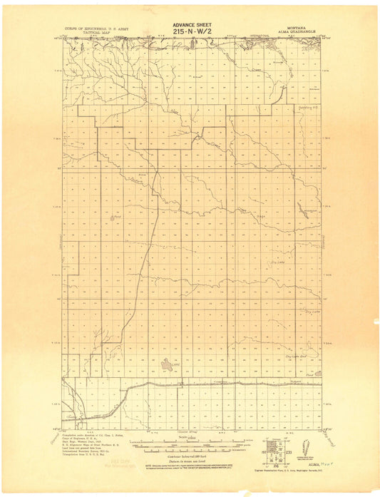 Historic 1919 Alama Montana 30'x30' Topo Map Image
