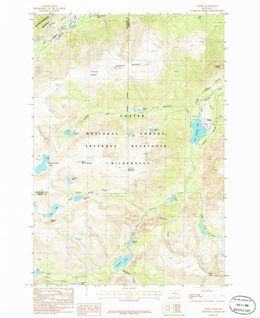 USGS Classic Alpine Montana 7.5'x7.5' Topo Map Image