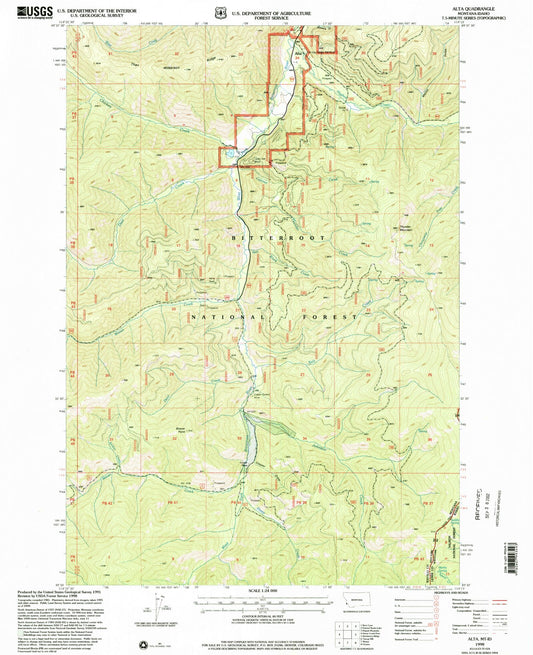 Classic USGS Alta Montana 7.5'x7.5' Topo Map Image