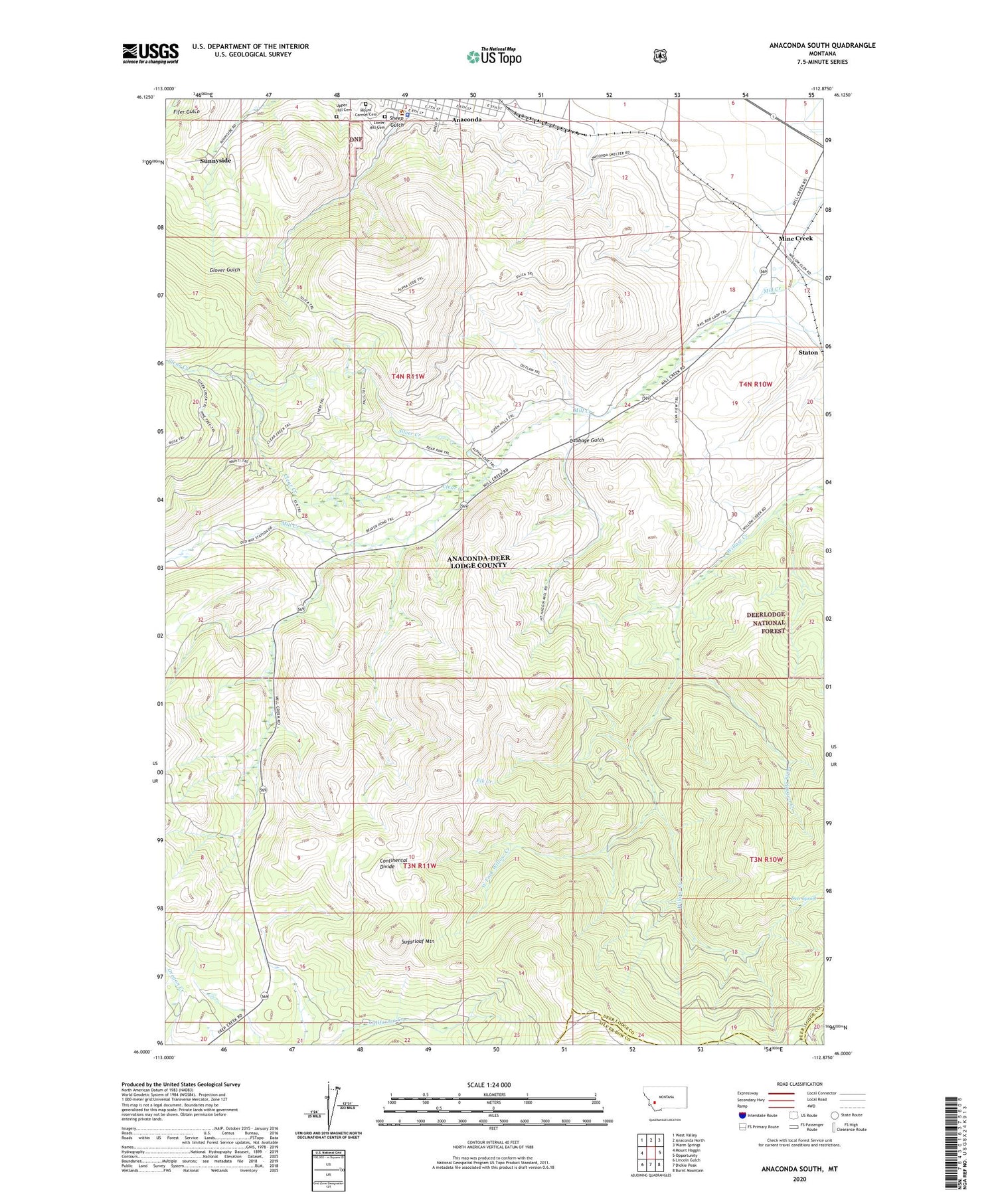 Anaconda South Montana US Topo Map Image