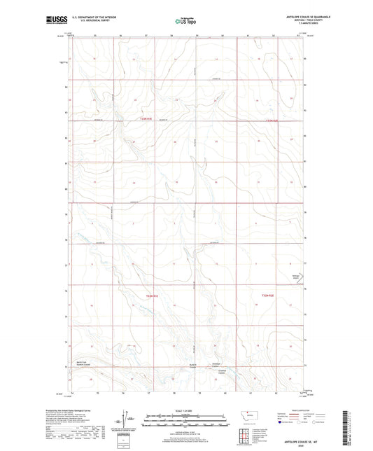 Antelope Coulee SE Montana US Topo Map Image