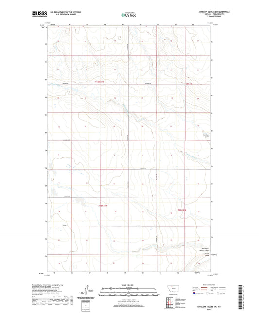 Antelope Coulee SW Montana US Topo Map Image