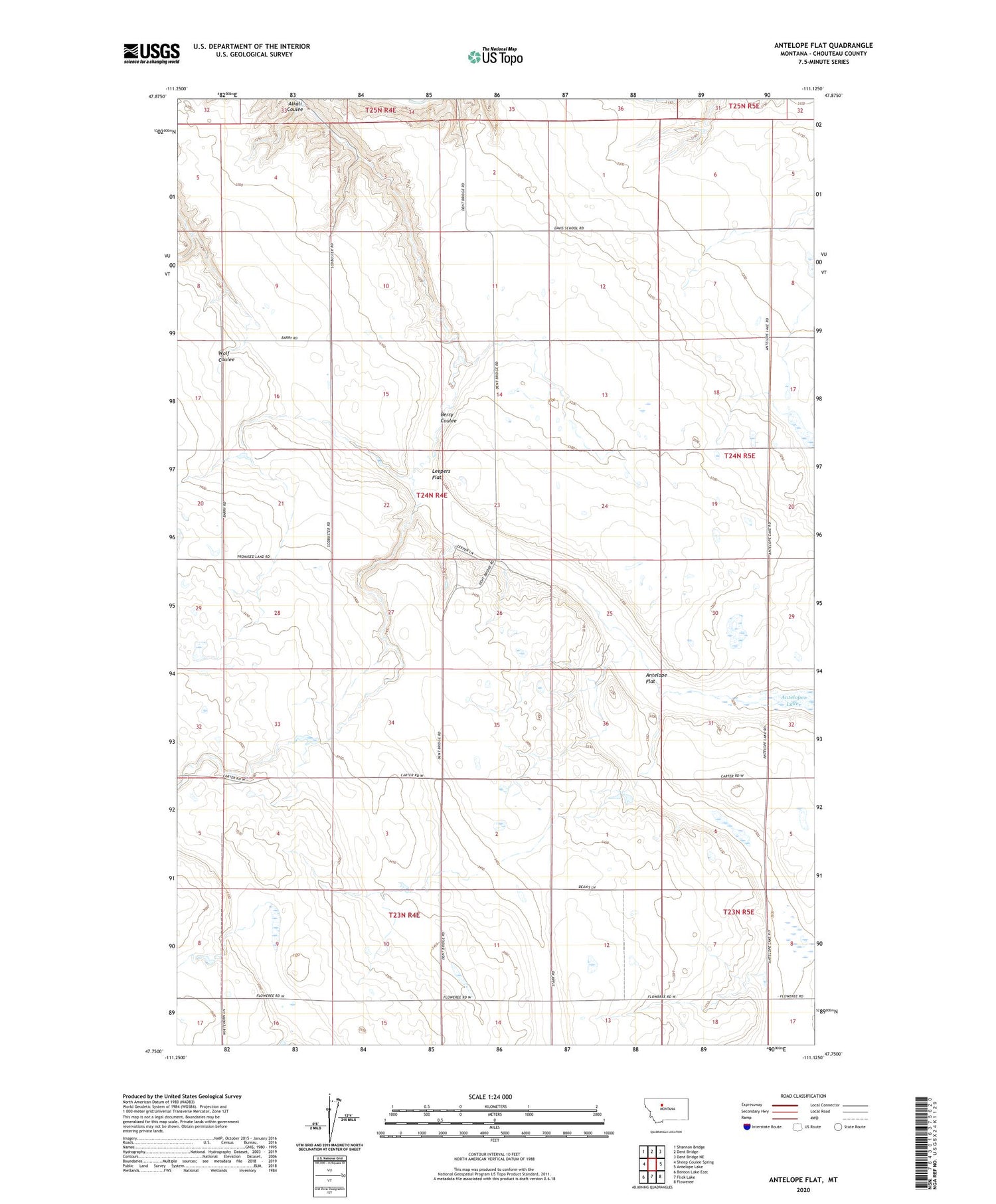 Antelope Flat Montana US Topo Map Image