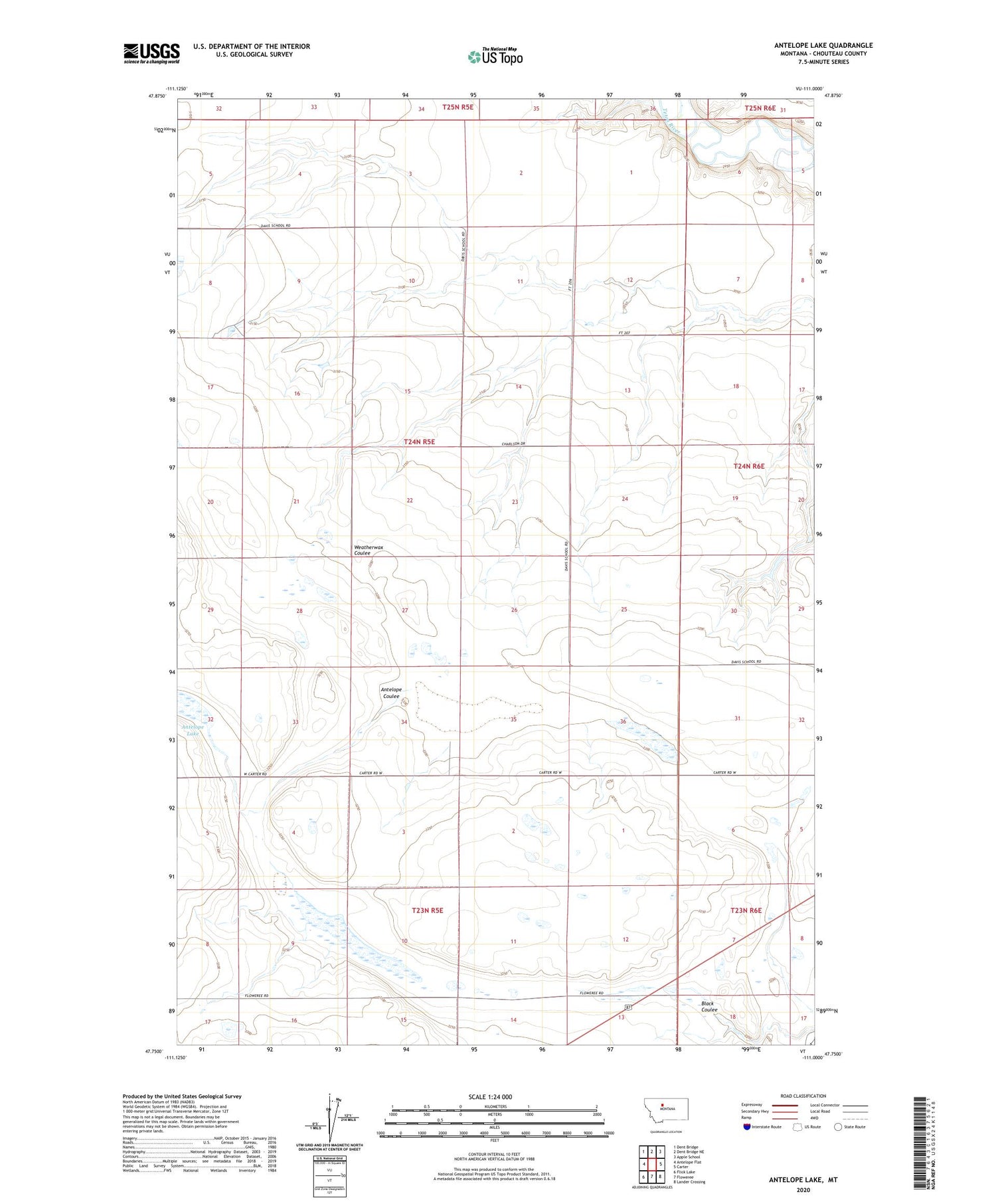 Antelope Lake Montana US Topo Map Image