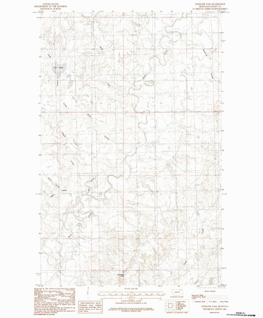 Classic USGS Antelope Pass Montana 7.5'x7.5' Topo Map Image