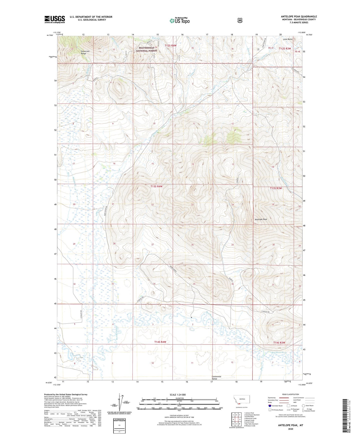 Antelope Peak Montana US Topo Map Image