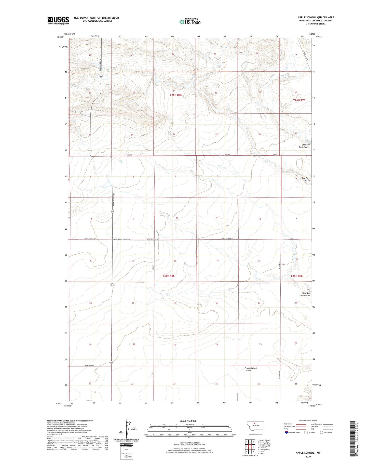 Apple School Montana US Topo Map Image