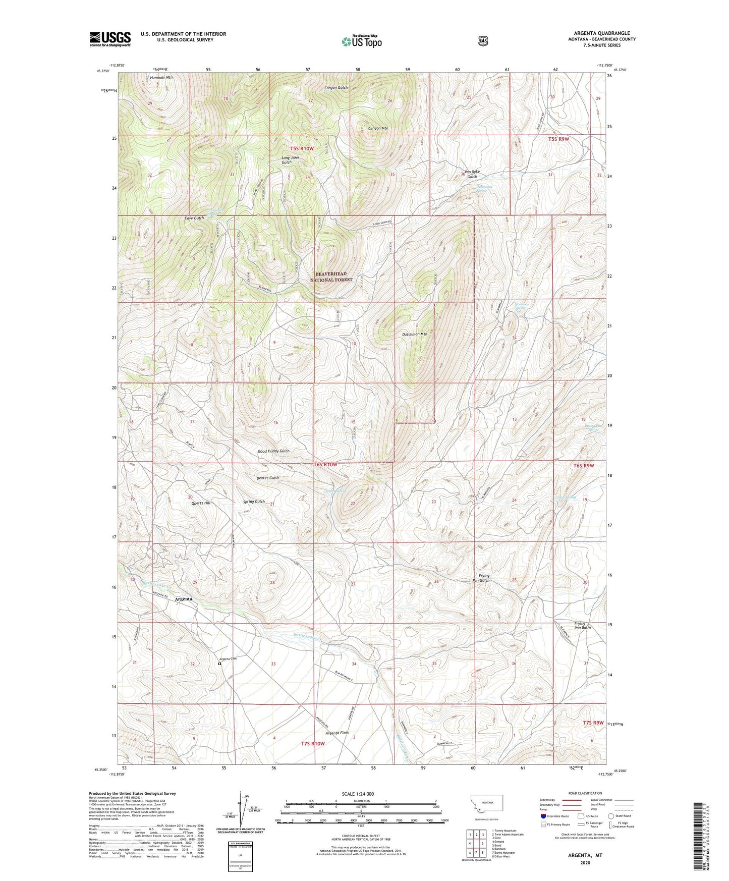 Argenta Montana US Topo Map Image