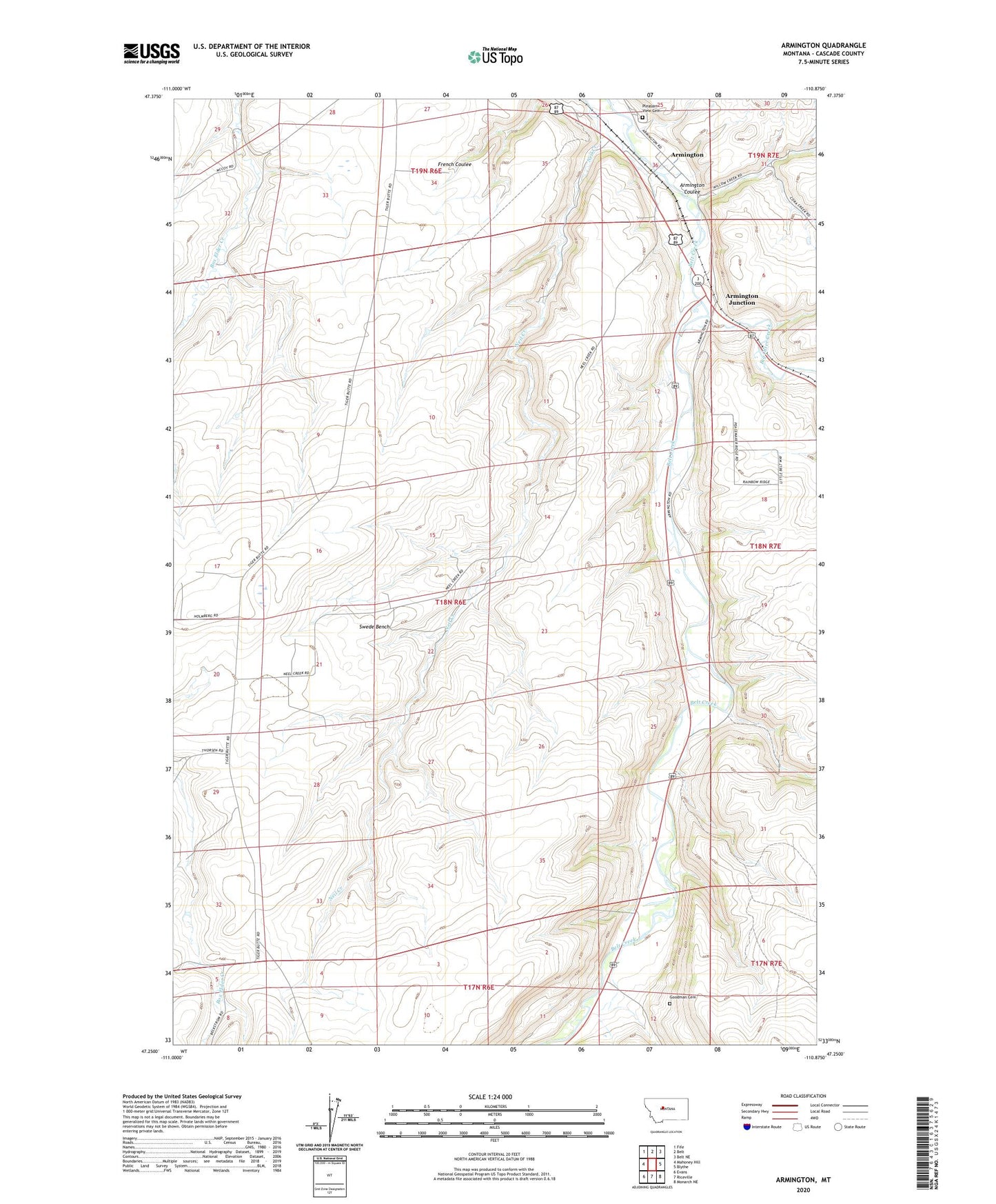 Armington Montana US Topo Map Image
