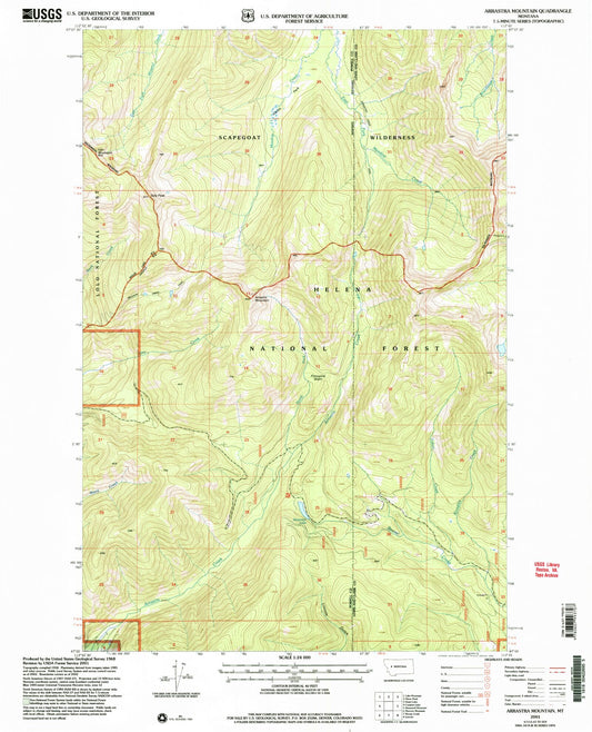 Classic USGS Arrastra Mountain Montana 7.5'x7.5' Topo Map Image