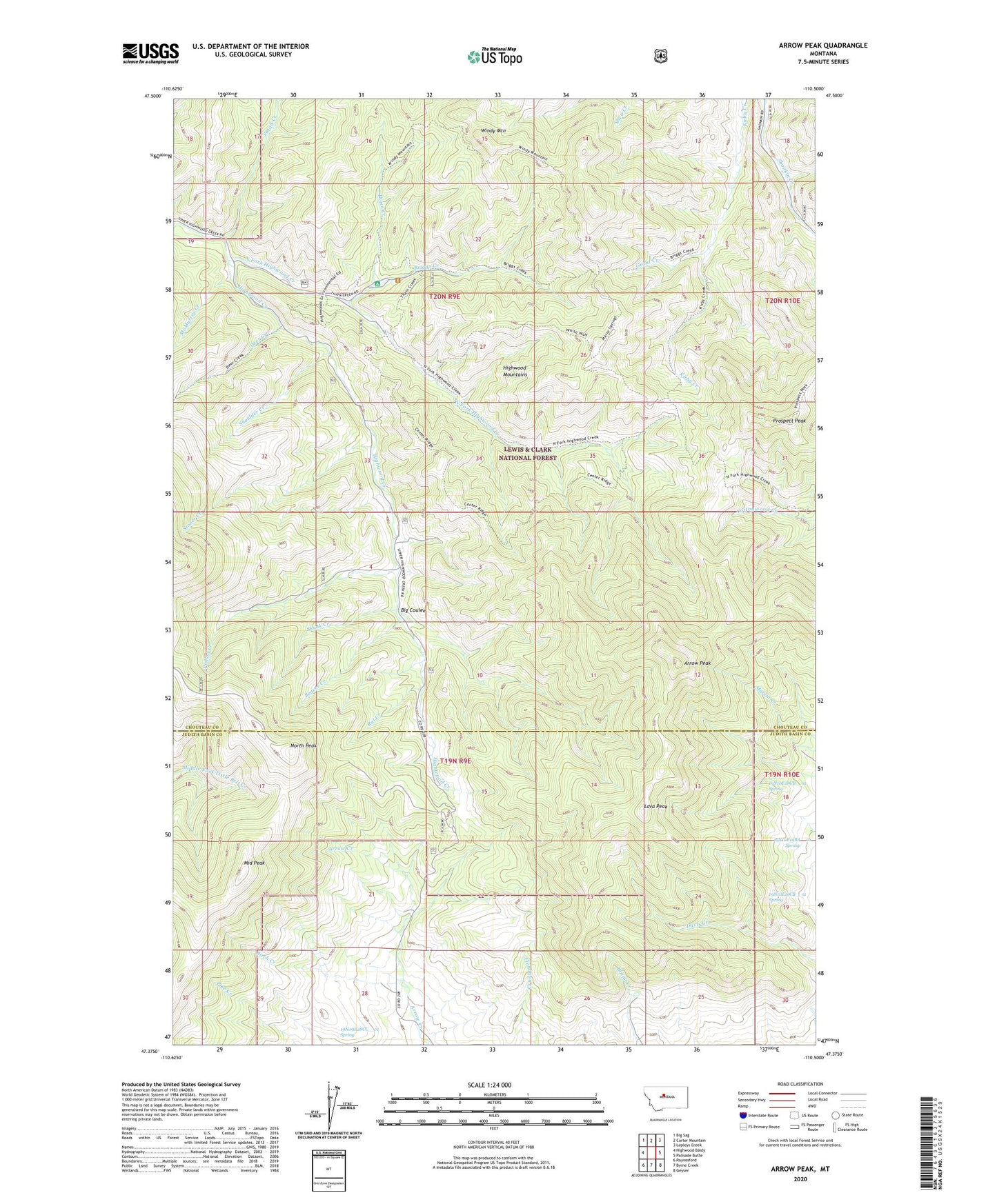 Arrow Peak Montana US Topo Map Image