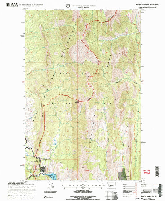 Classic USGS Arsenic Mountain Montana 7.5'x7.5' Topo Map Image