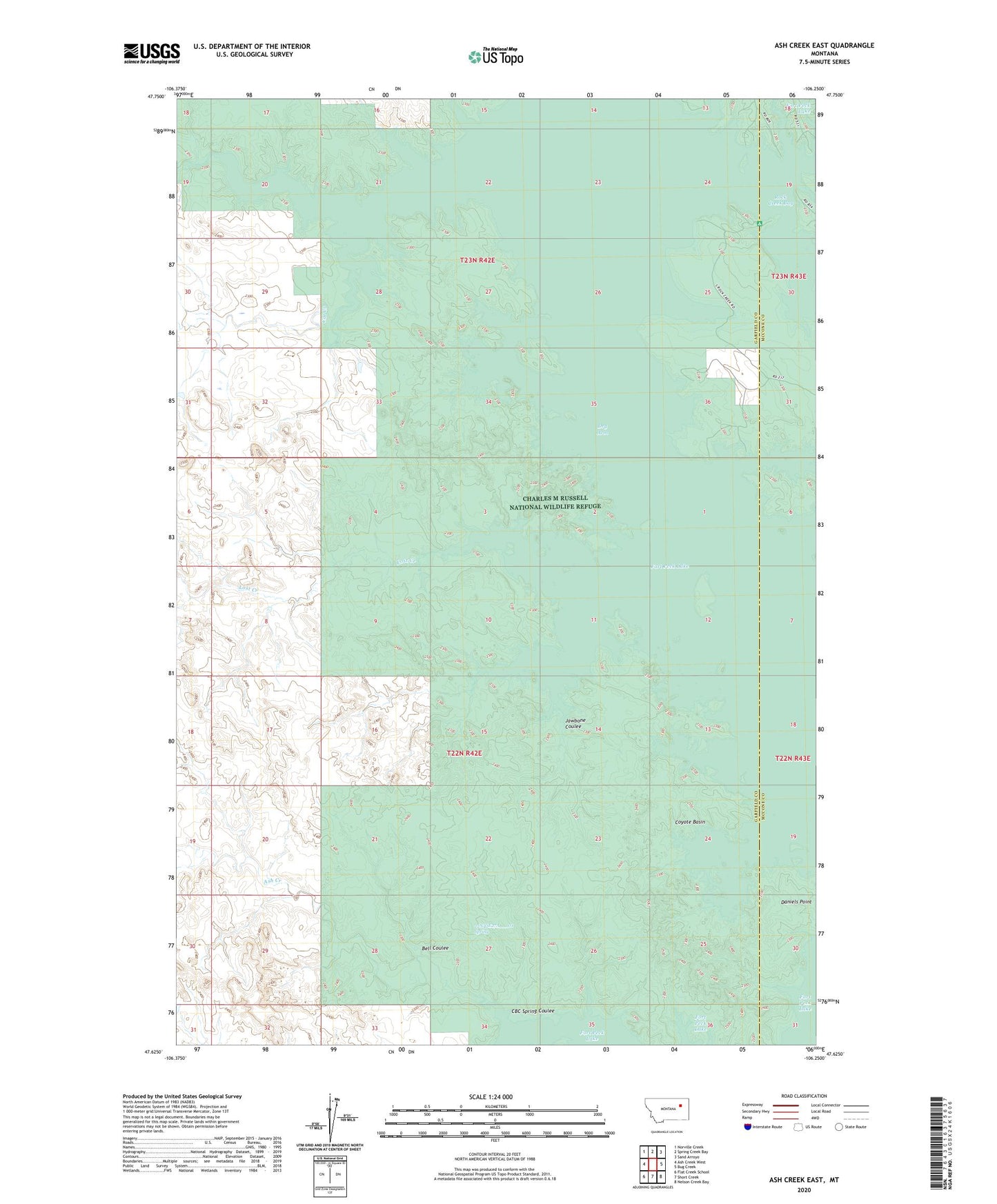 Ash Creek East Montana US Topo Map Image