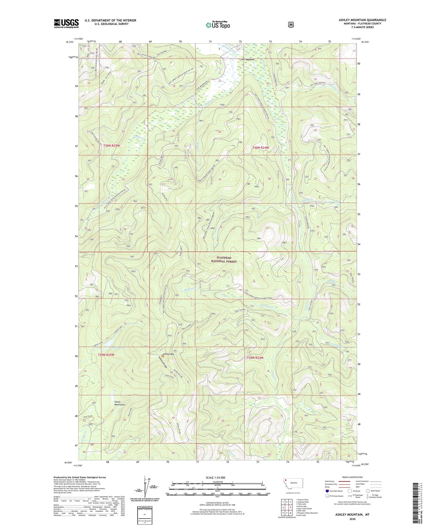 Ashley Mountain Montana US Topo Map Image
