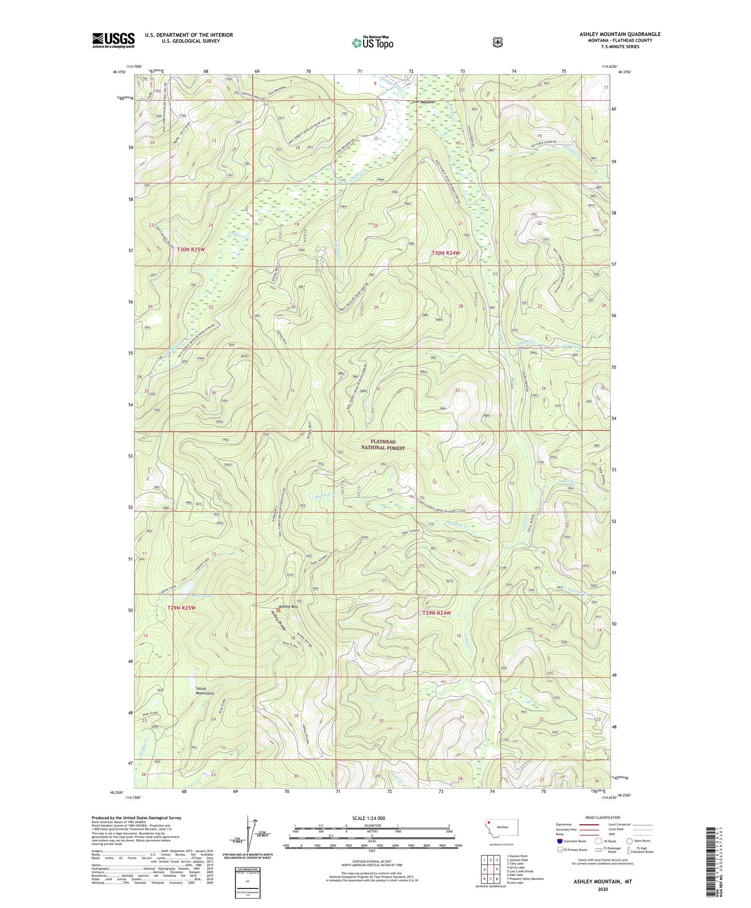 Ashley Mountain Montana US Topo Map Image