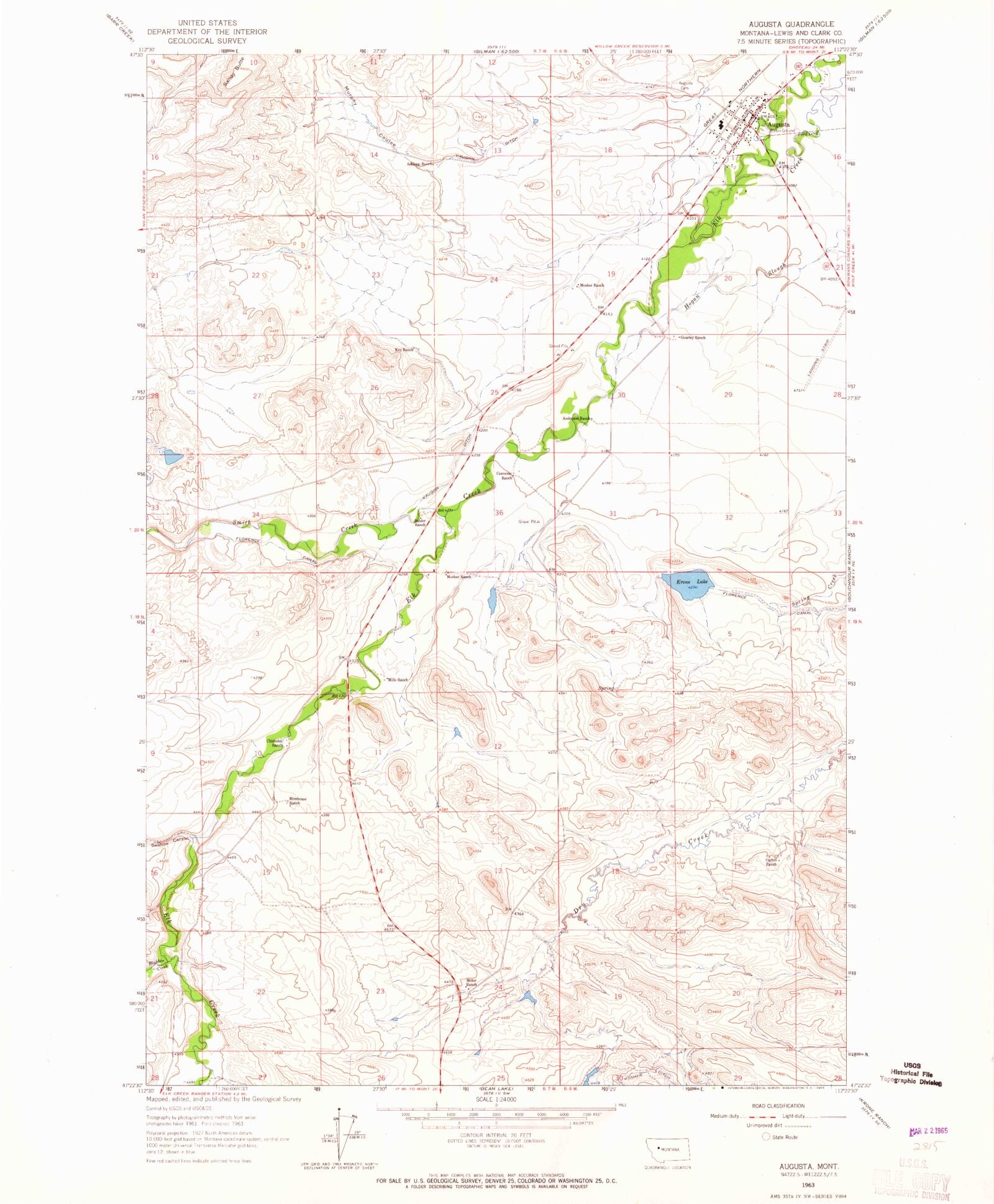 Classic USGS Augusta Montana 7.5'x7.5' Topo Map MyTopo Map Store
