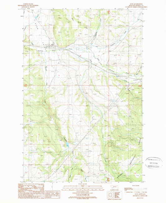 Classic USGS Avon Montana 7.5'x7.5' Topo Map Image