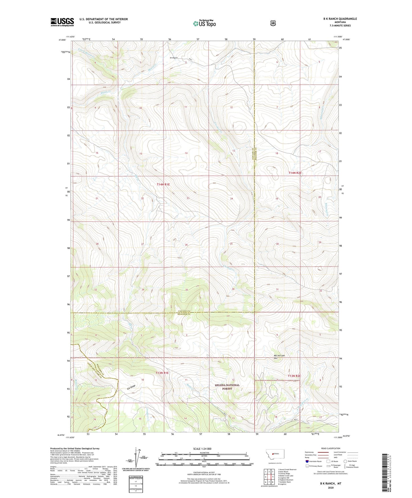 B K Ranch Montana US Topo Map Image