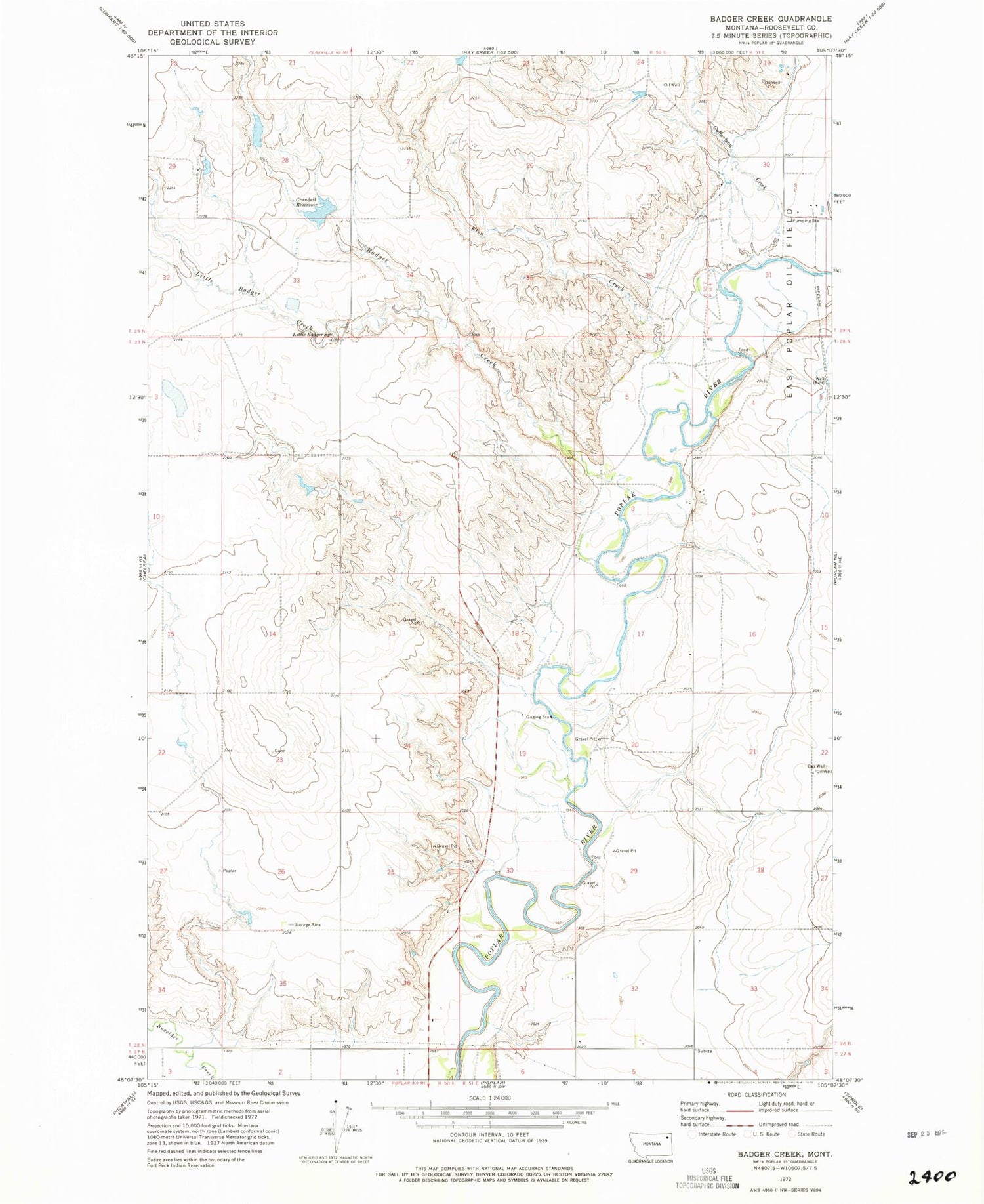 Classic USGS Badger Creek Montana 7.5'x7.5' Topo Map Image
