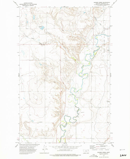 Classic USGS Badger Creek Montana 7.5'x7.5' Topo Map Image