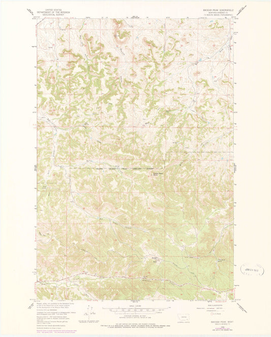 Classic USGS Badger Peak Montana 7.5'x7.5' Topo Map Image